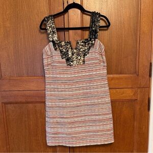 Milly Black and Multicolor Striped Mini Dress